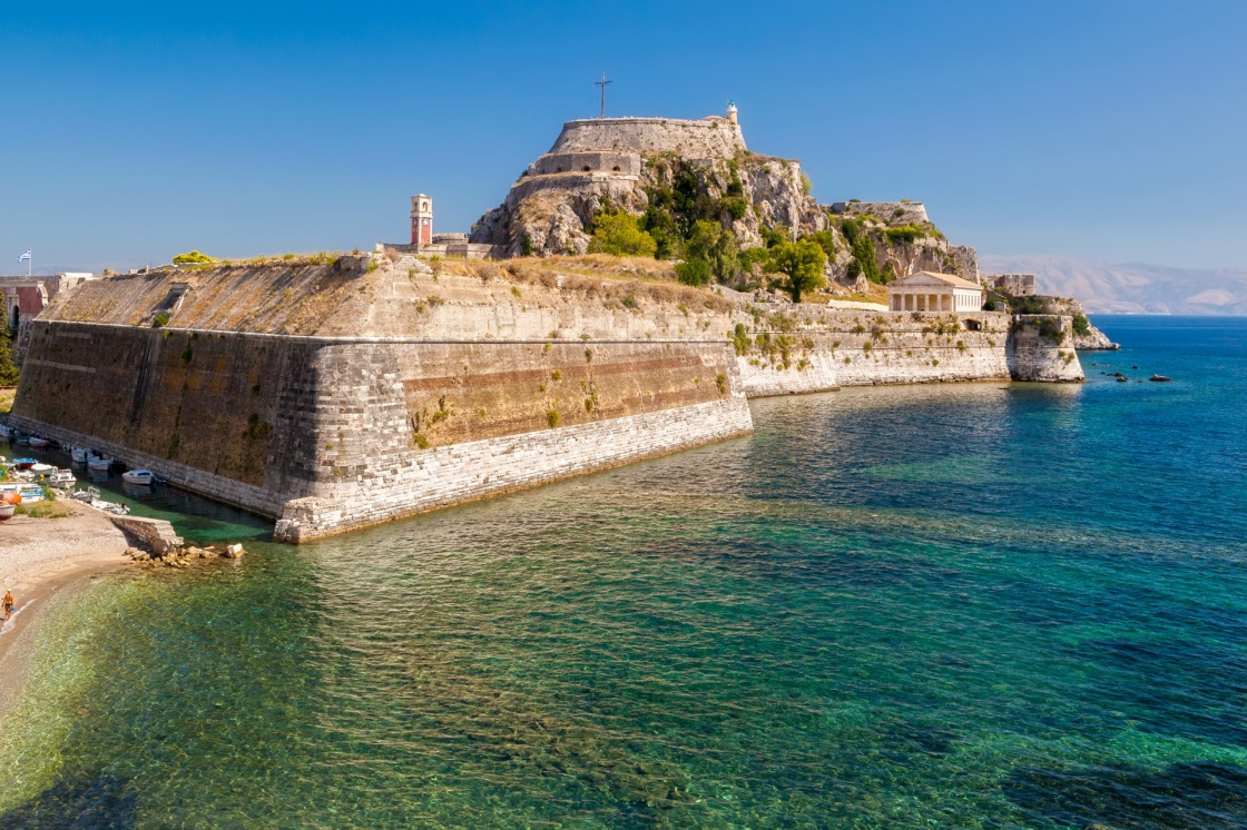 'Old fortress walls and clock tower Kerkyra city, Corfu, Greece' - Corfu